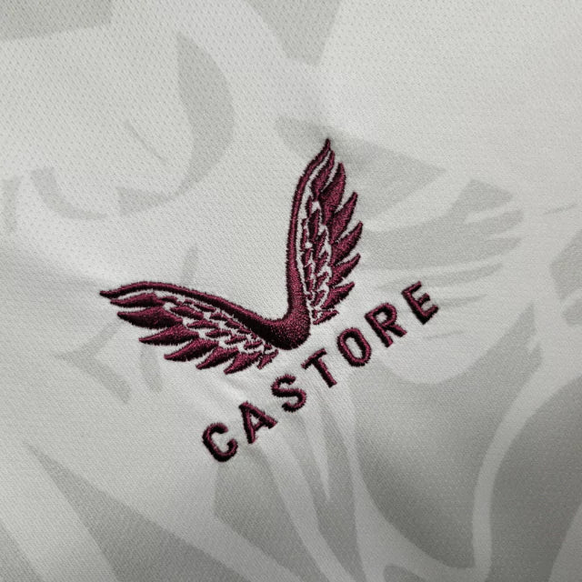 Camisa Aston Villa II 23/24 - Torcedor Castore Masculina - Branca com detalhes em vermelho