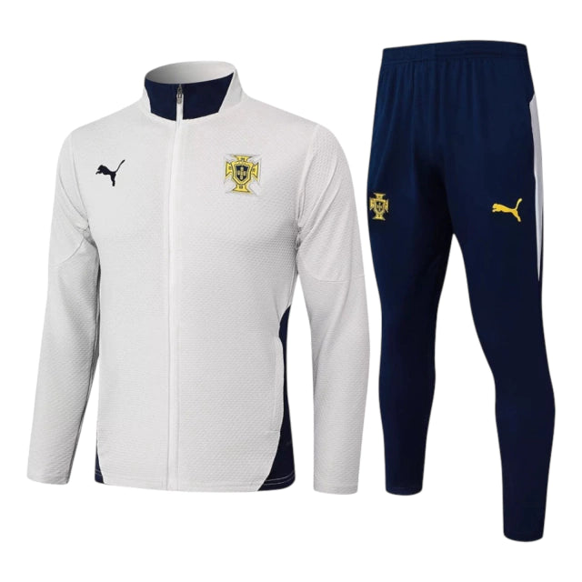 Conjunto Seleção Portugal Pré-jogo 25/26 - Masculino Puma - Branco e azul