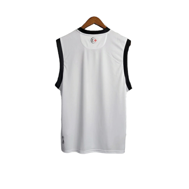 Camiseta regata Vasco da Gama I 23/24 Kappa Torcedor Masculina - Branco com detalhes na faixa em preto