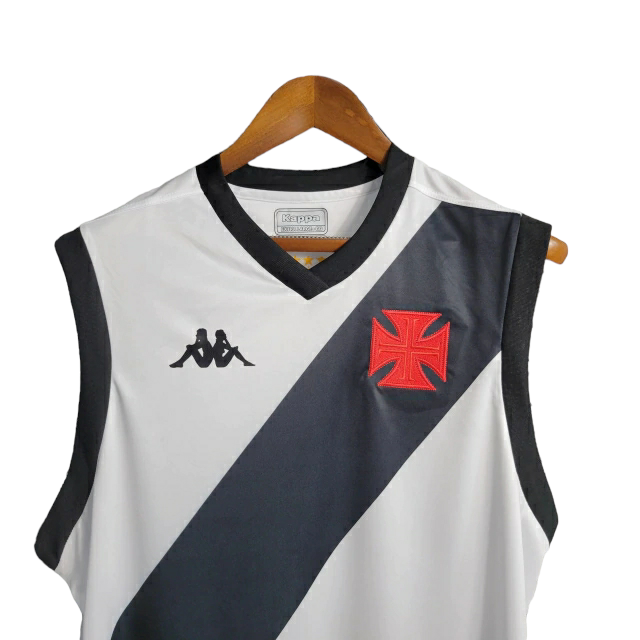 Camiseta regata Vasco da Gama I 23/24 Kappa Torcedor Masculina - Branco com detalhes na faixa em preto
