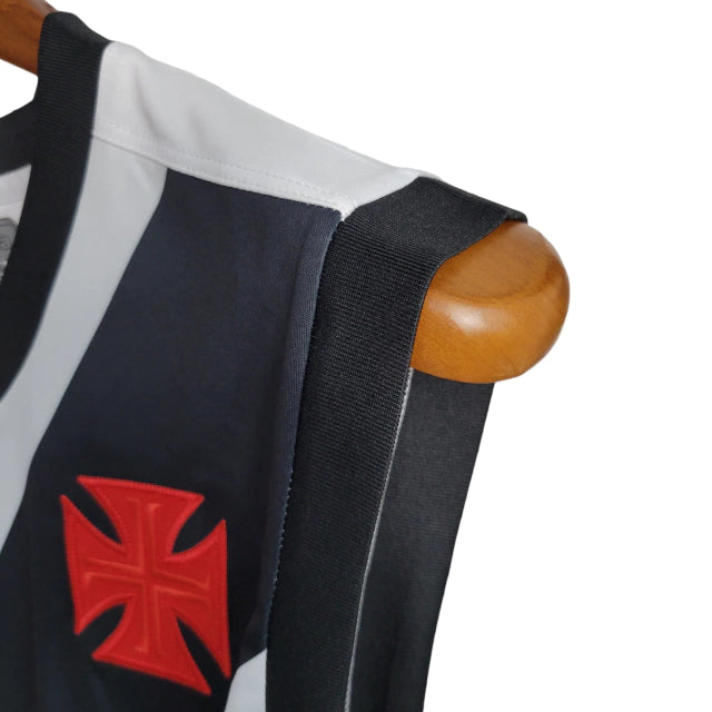 Camiseta regata Vasco da Gama I 23/24 Kappa Torcedor Masculina - Branco com detalhes na faixa em preto