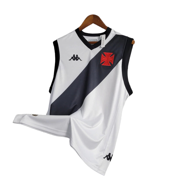 Camiseta regata Vasco da Gama I 23/24 Kappa Torcedor Masculina - Branco com detalhes na faixa em preto
