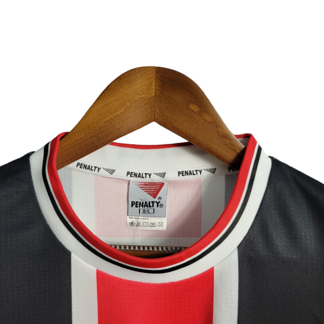 Camisa Retrô São Paulo II 2000 - Masculina Penalty - Tricolor com símbolo da Motorola