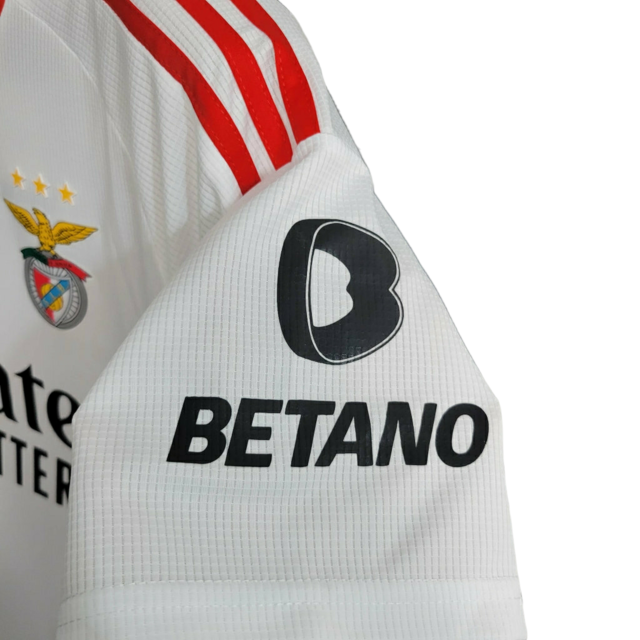 Camisa Benfica II 23/24 - Torcedor Adidas Masculina - Branca com detalhes em vermelho e preto