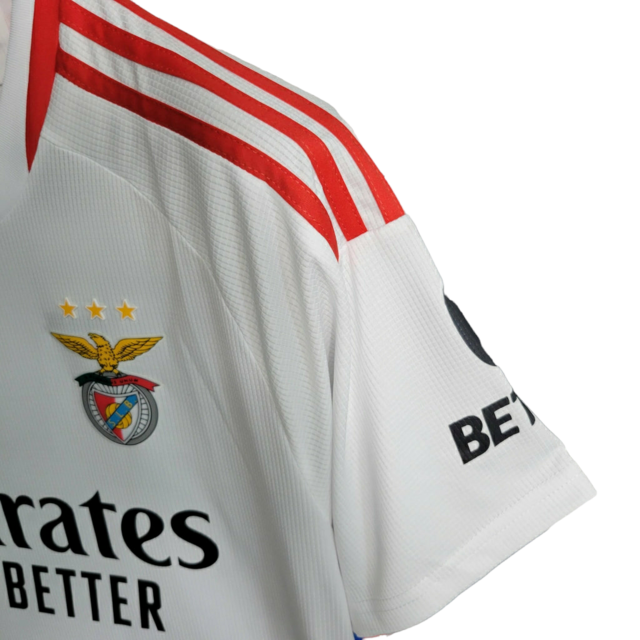 Camisa Benfica II 23/24 - Torcedor Adidas Masculina - Branca com detalhes em vermelho e preto