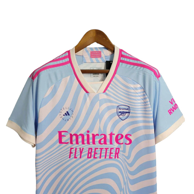 Camisa Arsenal Treino 23/24 - Torcedor Adidas Masculina - Ondulações em azul e detalhes rosa