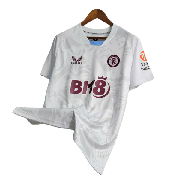 Camisa Aston Villa II 23/24 - Torcedor Castore Masculina - Branca com detalhes em vermelho