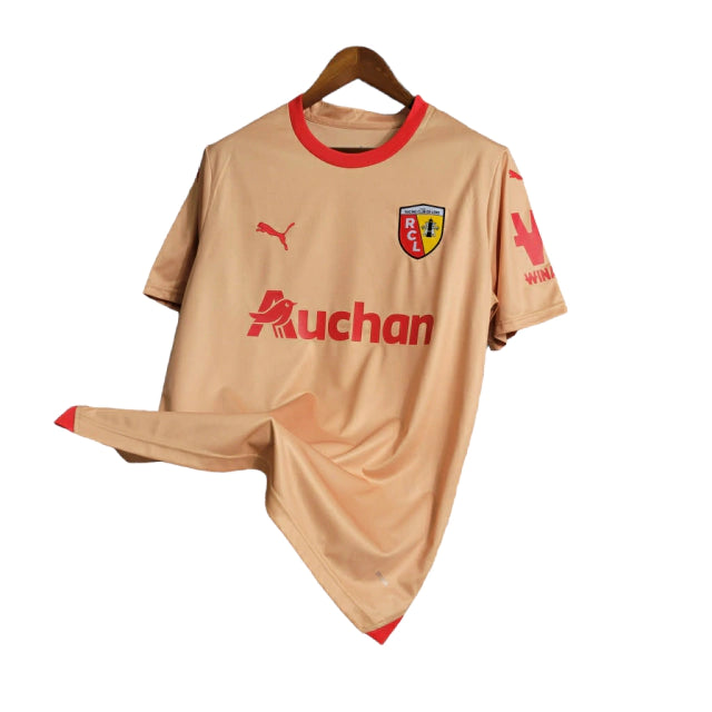 Camisa Lens Uefa Champions League 23/24 - Torcedor Puma Masculina - Laranja com detalhes em vermelho