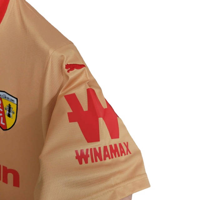 Camisa Lens Uefa Champions League 23/24 - Torcedor Puma Masculina - Laranja com detalhes em vermelho