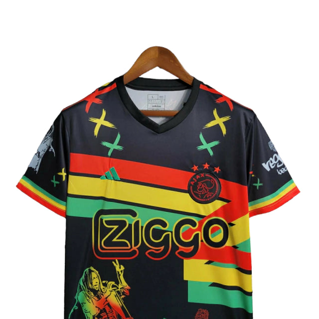 Camisa Ajax Edição Especial 23/24 - Torcedor Adidas Masculina - Preta com detalhes em homenagem ao Bob Marley