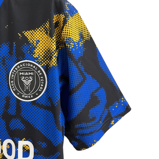 Camisa Inter Miami Treino 23/24 - Torcedor Adidas Masculina - Azul com detalhes em preto e amarelo