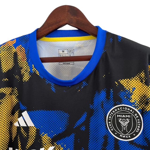Camisa Inter Miami Treino 23/24 - Torcedor Adidas Masculina - Azul com detalhes em preto e amarelo
