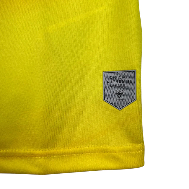 Camisa Las Palmas I 23/24 - Torcedor Hummel Masculina - Amarela com detalhes em azul