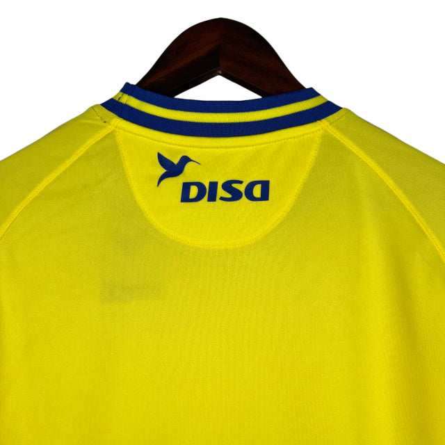Camisa Las Palmas I 23/24 - Torcedor Hummel Masculina - Amarela com detalhes em azul