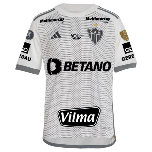 Camisa Atlético Mineiro II 24/25 - Torcedor Adidas Masculina - Branca com detalhes em cinza com Patrocínio e Patch Libertadores 2024