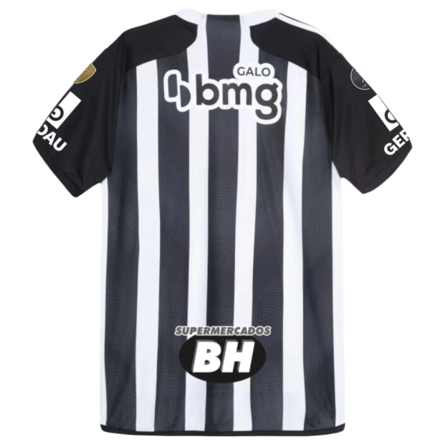 Camisa Atlético Mineiro I 23/24 - Torcedor Adidas Masculina - Preta e branca Com Patrocinio e Patch Libertadores 2024