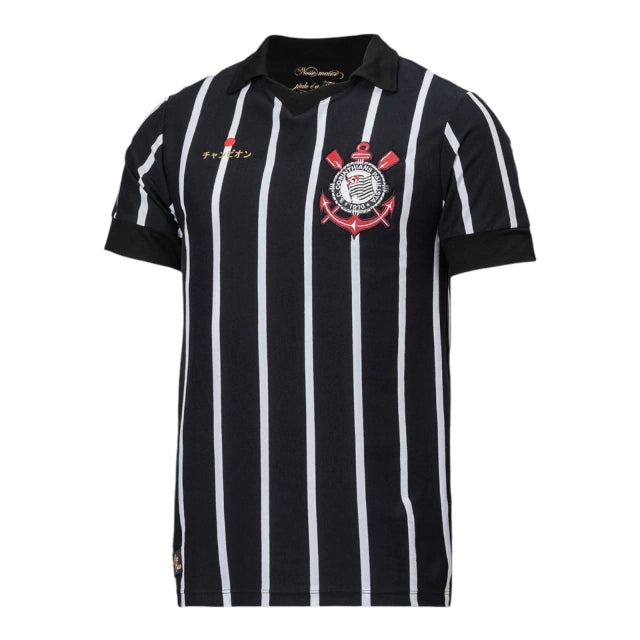 Camisa Retrô Corinthians 2012 - Masculina - Preta com listras brancas