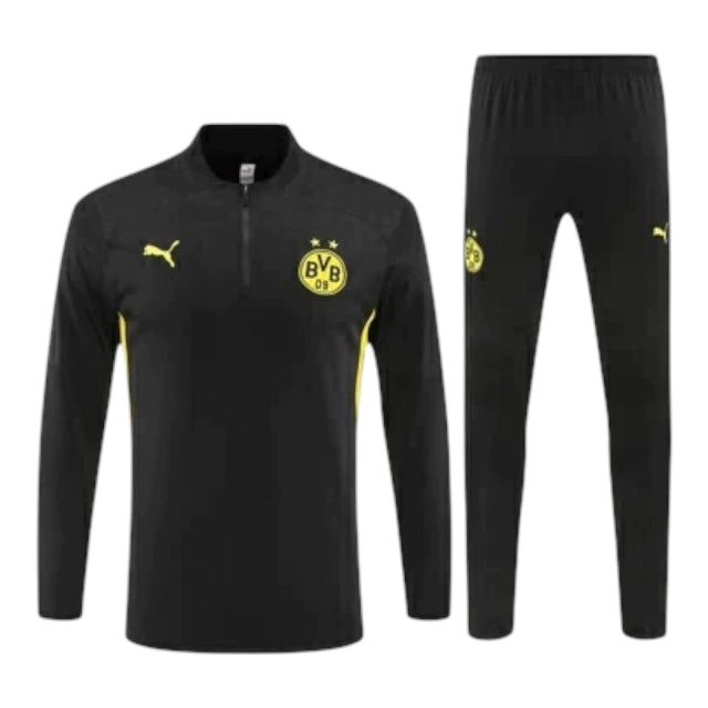 Conjunto Borussia Dortmund Treino 24/25 - Masculino Puma - Preto com detalhes em amarelo