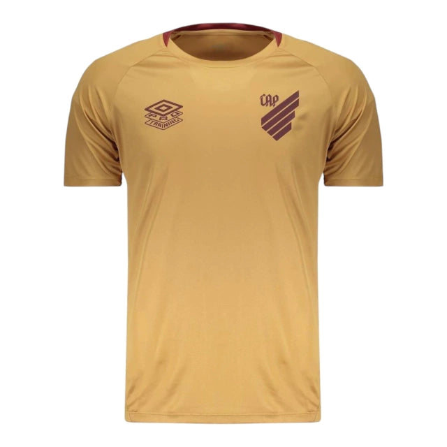Camisa Athletico Paranaense Treino 25/26 - Torcedor Umbro Masculina - Dourada com detalhes em marrom