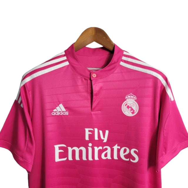 Camisa Retrô Real Madrid II 14/15 - Masculina Adidas - Rosa com detalhes em branco